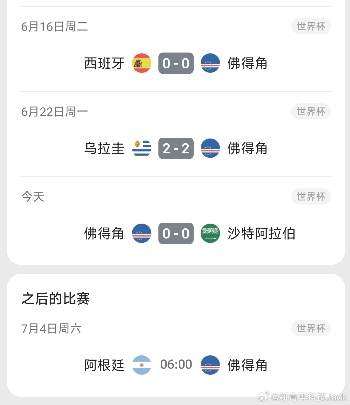 佛得角出线佛得角真不能小看，可以看作荷兰三队。技战术执行非常到位，在西班牙和乌拉
