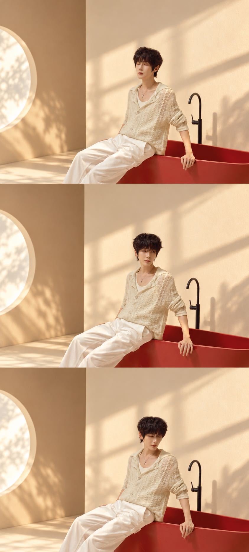 郝熠然卷发毛衣look 是谁的居家风男友，郝熠然卷发毛衣look，如阳光一般好温