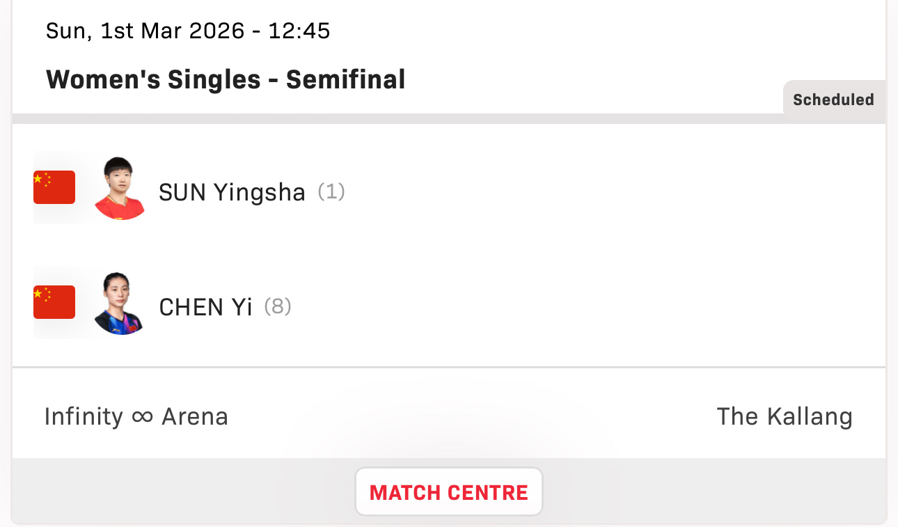 孙颖莎 wtt新加坡大满贯2026 20260228｜2026新加坡大满贯赛程预