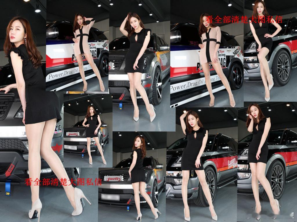 黑裙薄肉丝车模... 