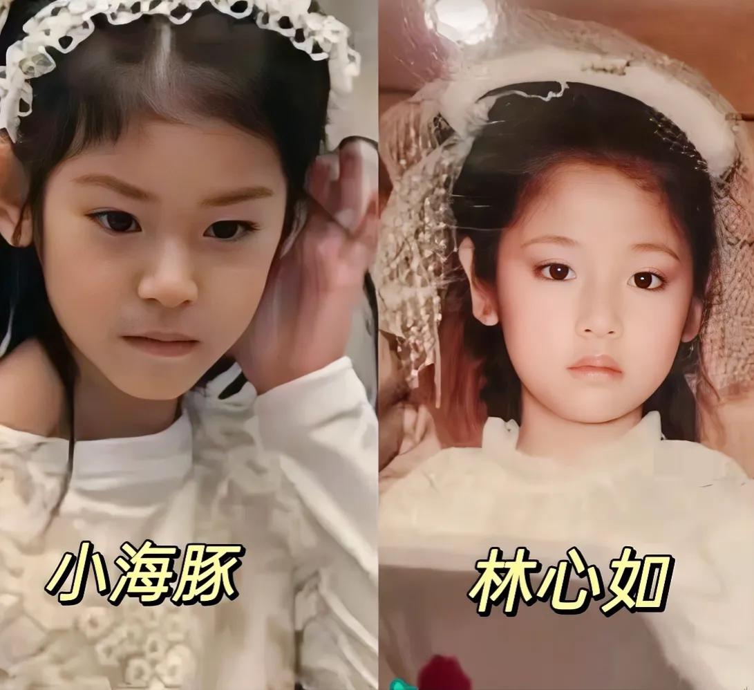 林心如的小海豚，一看就是大美女，小的时候比例正常可可爱爱的圆圆脸，很可能长大是大