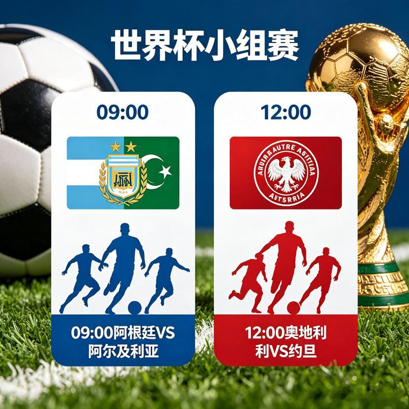 世界杯明日精彩赛事世界杯 09:00 阿根廷🇦🇷VS 阿尔及利亚🇩🇿方向