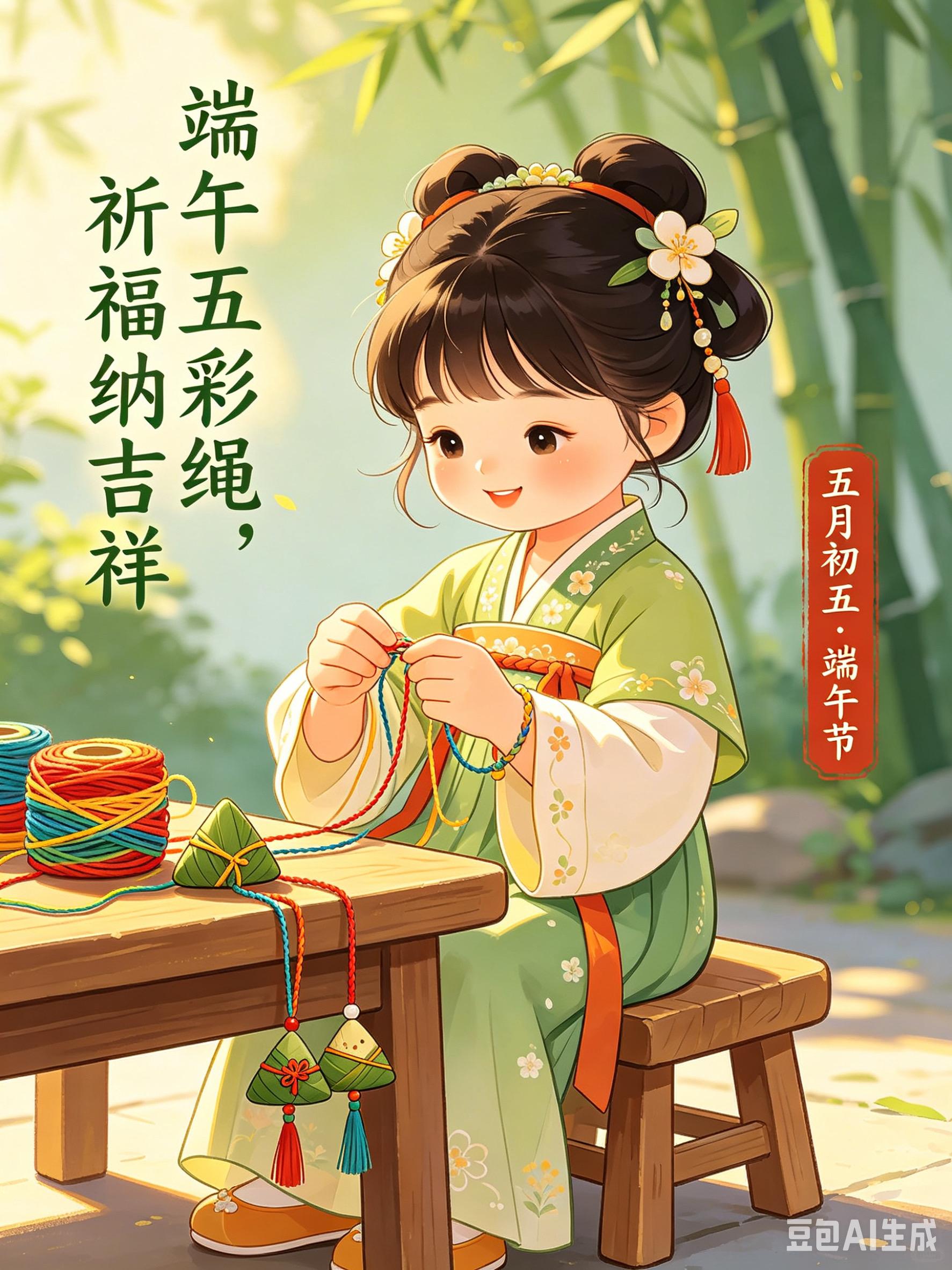 端午节来喽。端午五彩绳，吉祥又纳吉