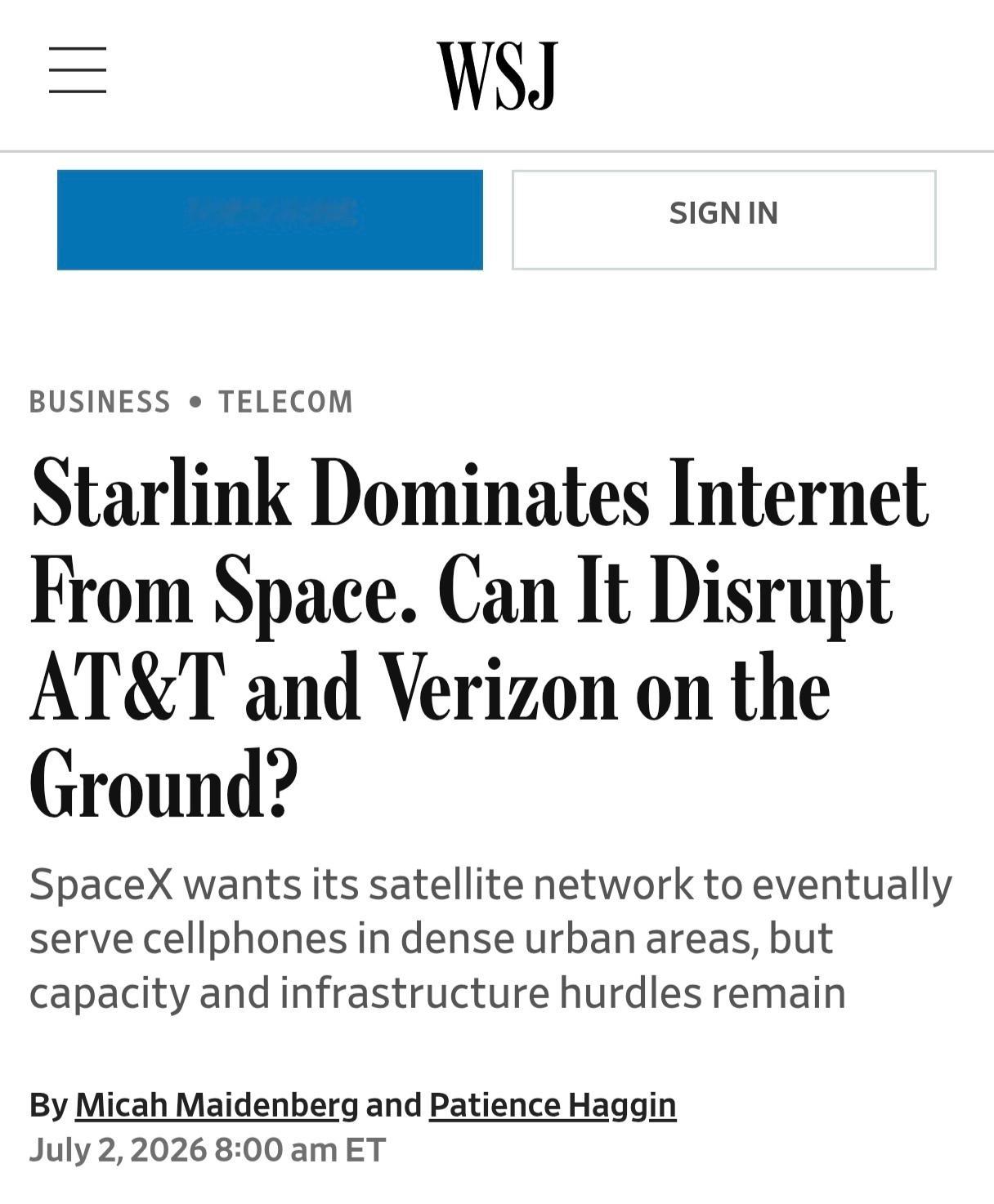 据WSJ报道，数十年来，美国无线宽带市场长期由AT&T、Verizon、T-Mo