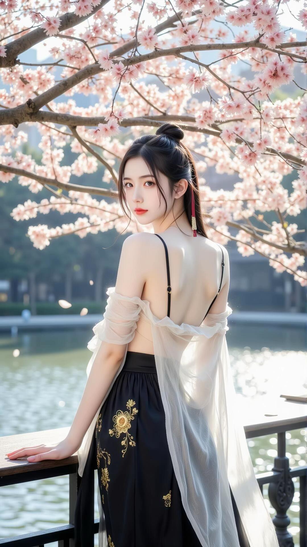 这白丝上衣配黑色内搭的古风穿搭，简直美到我心巴上！
 
白丝轻盈飘逸，似云雾缭绕