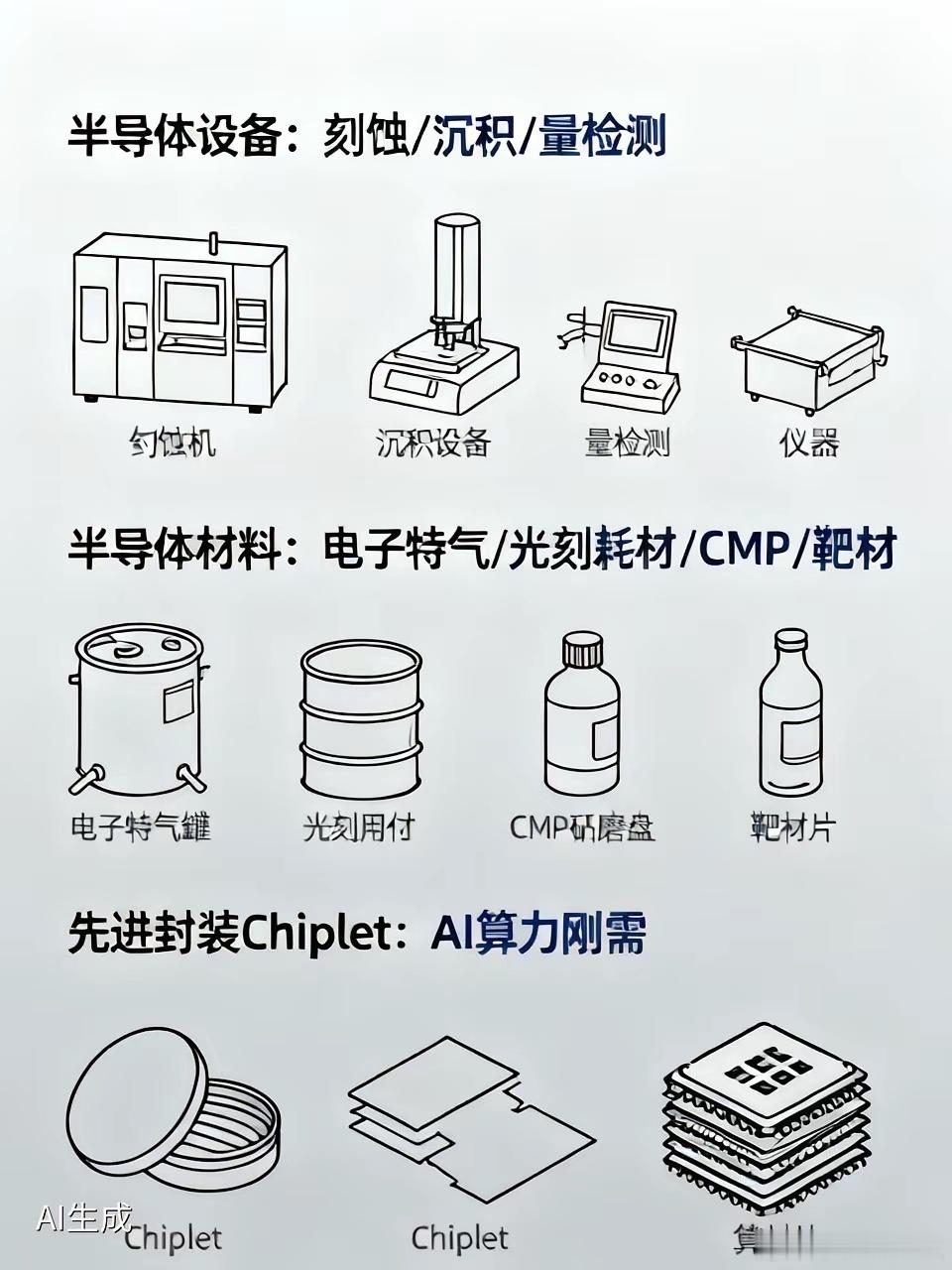 近期科技板块的投资机会有哪些1. 半导体设备：刻蚀、沉积、量检测设备（国产替代空