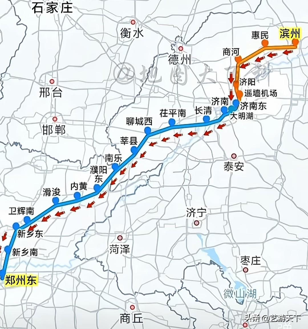 济南之滨州高铁线路图即将开通