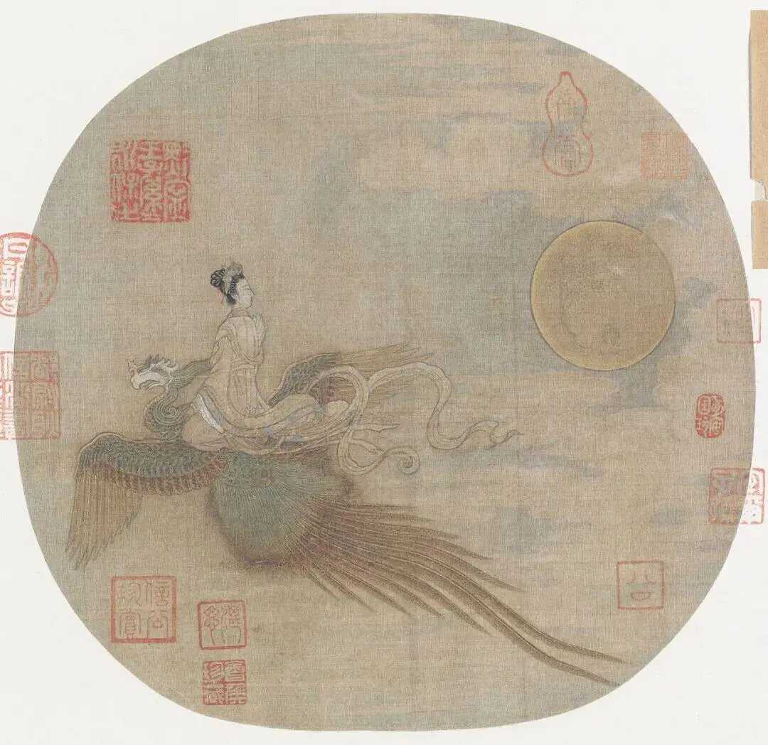 宋佚名《仙女乘鸾图》25.3×26.2cm的绢本设色。这就是中国风遇见艺术