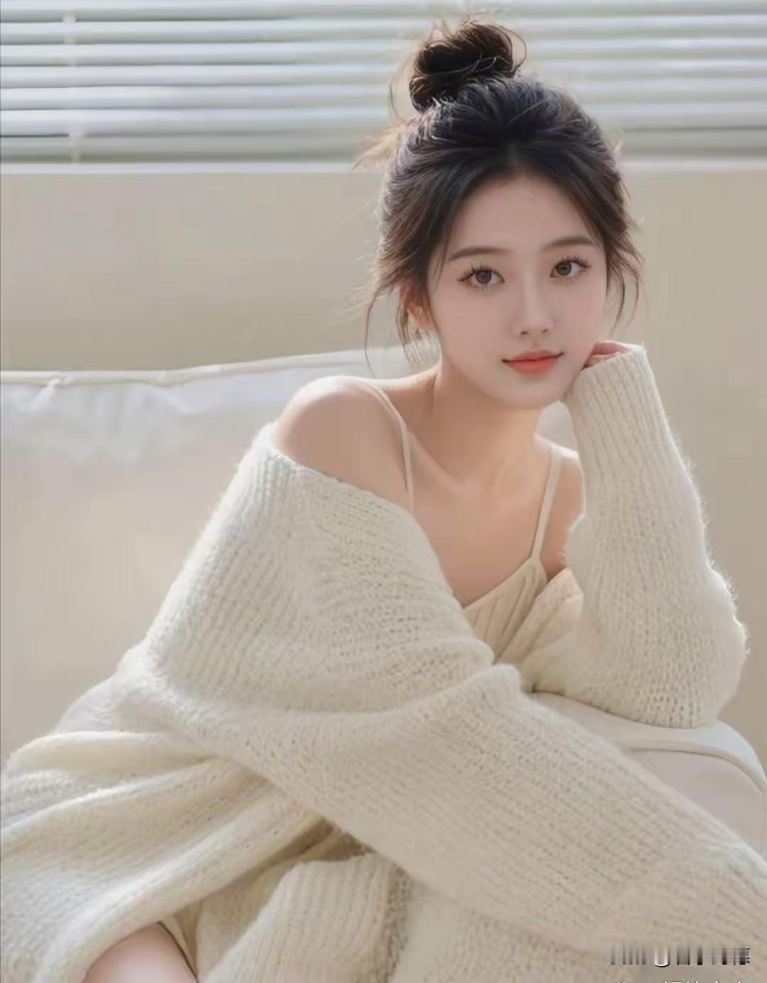 塞鸿秋·晴窗软影
晴窗暖日笼轻素，
云鬟软绾凝眸处。
柔肩半露春生腕，
雪袂轻垂