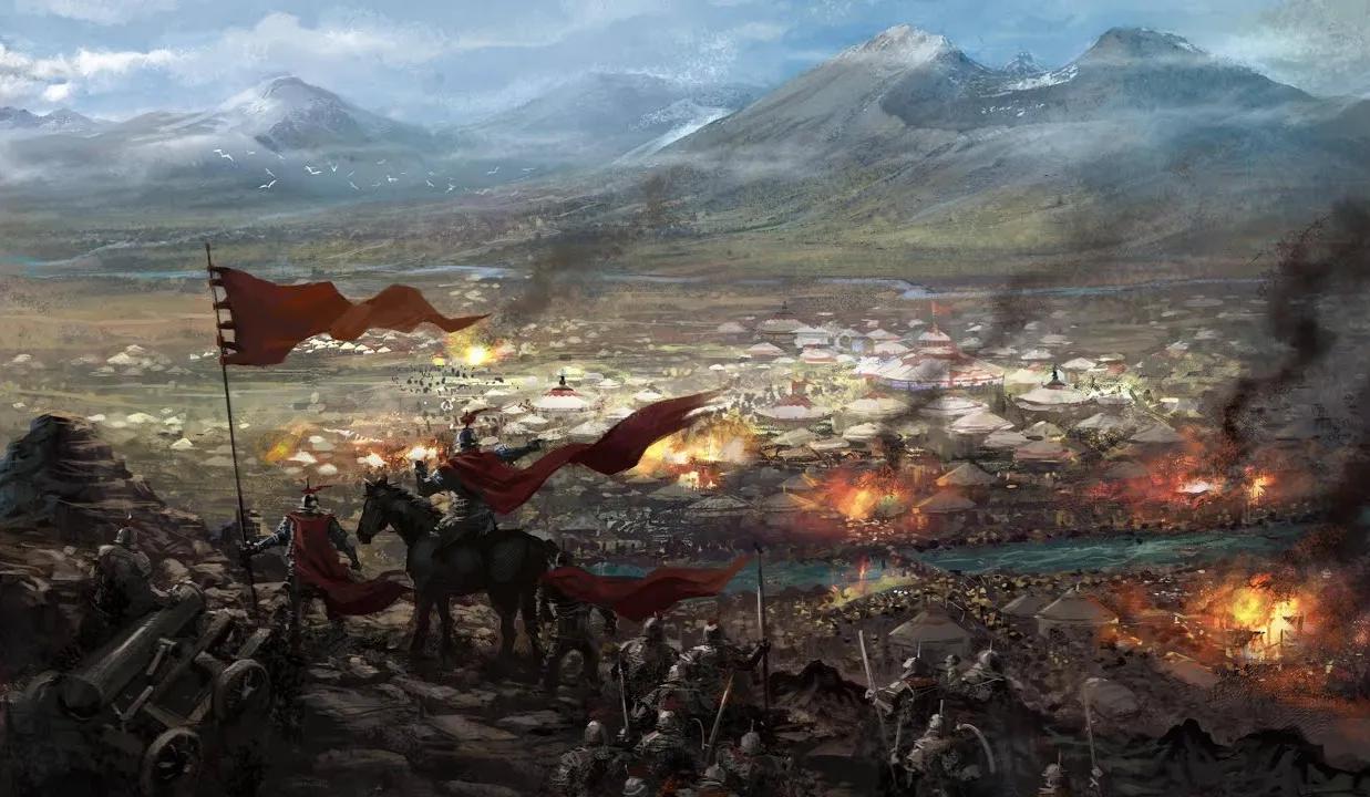 《过香积寺吊唐安史旧战场》
陇云低卷塞鼙催，十万旌旗蔽日来。
血浸轮台春草涩，骨