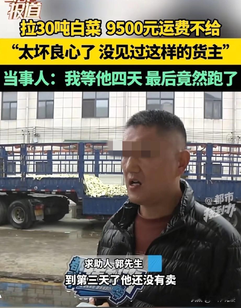 河南开封，货车司机从内蒙古拉了一车白菜送往开封，货主承诺运费是9500元。司机为