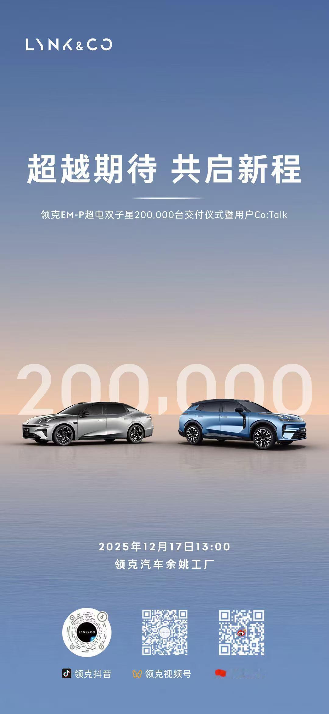 领克超电双子星累计交付超20万台超越期待，与20万用户共启新程✨ 
