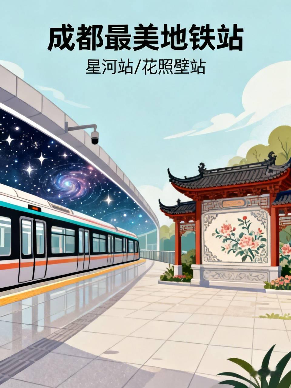 要说成都最美地铁站，很难直接给出答案，毕竟每个站都有独特韵味。像星河站，名字高端