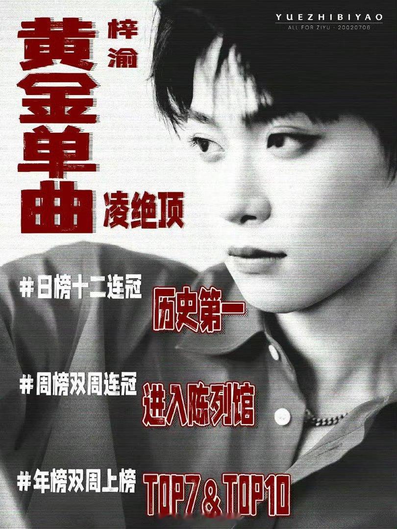 梓渝获得首支黄金认证单曲了 