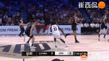 西班牙和美国的男篮热身赛，代表了世界篮球的两种不同风格！
两队的攻防转换节奏非常