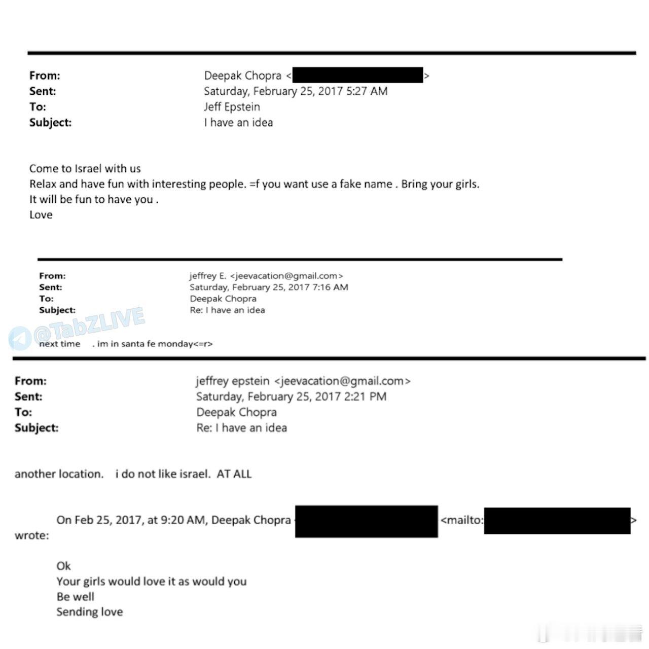 爱泼斯坦印裔美国作家、替代医学倡导者迪帕克·乔普拉曾邀请杰弗里·爱泼斯坦及其“女