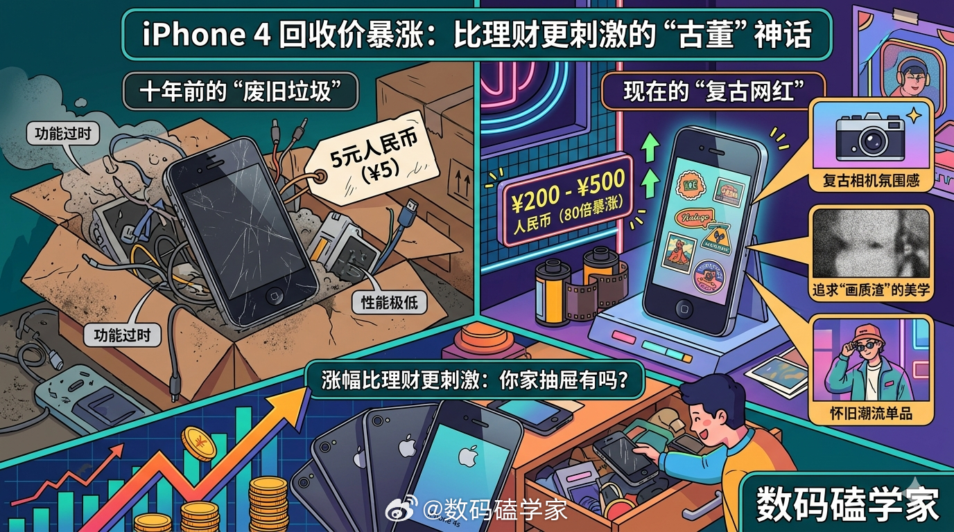 iPhone4回收价暴涨80倍真没想到这十几年前的古董机，以前当废旧垃圾卖也就5