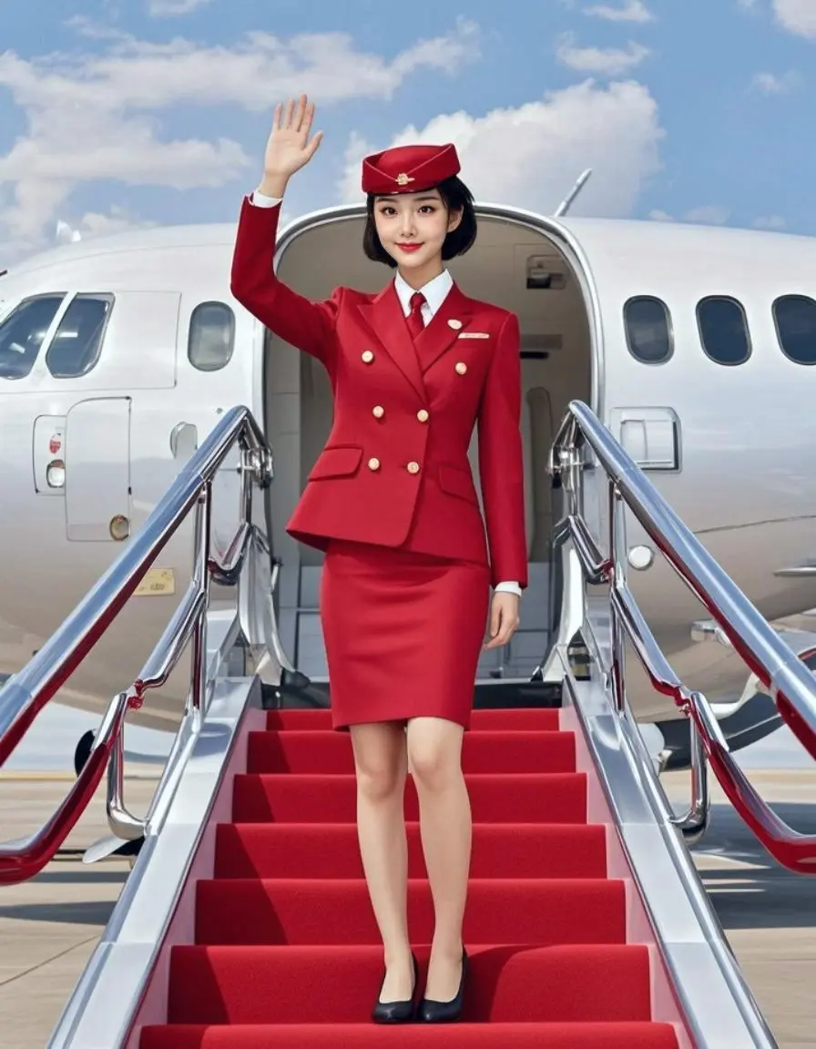 AI红衣空姐致意