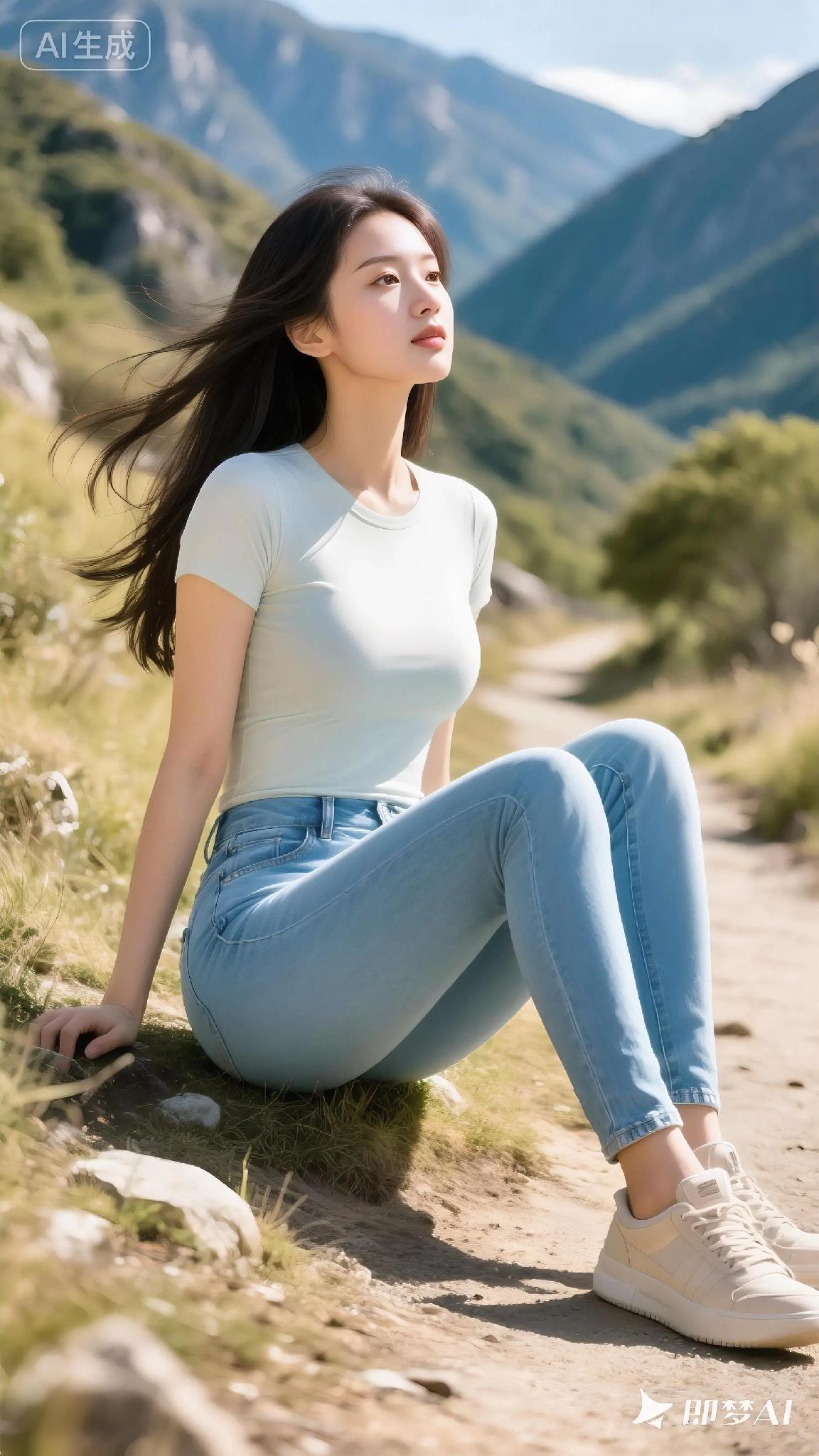 《为她慢下来》——
 山路边的草尖还沾着晨露时，她刚在山坡上坐定。
风裹着松枝的