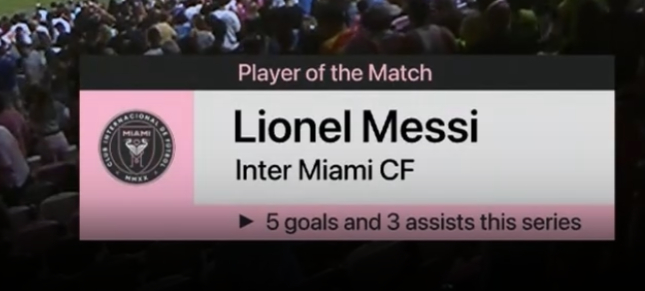 不出意外，2球1助的梅西获得全场最佳！迈阿密国际4比0纳什维尔梅西生涯第400次