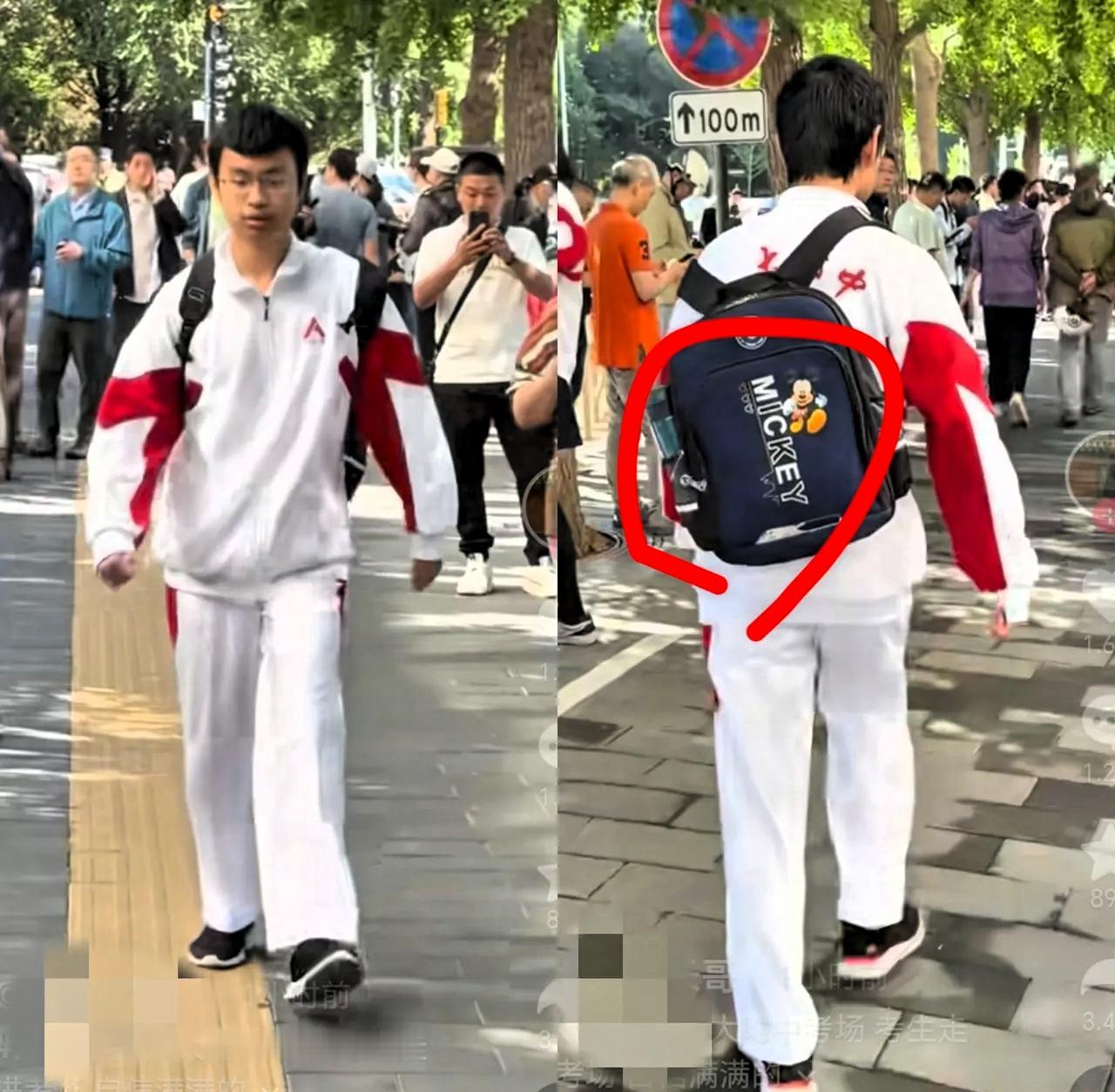 高考第一天，
这个考生还没走进考场就火了，
不是因为他是人大附中的学生，
而是身