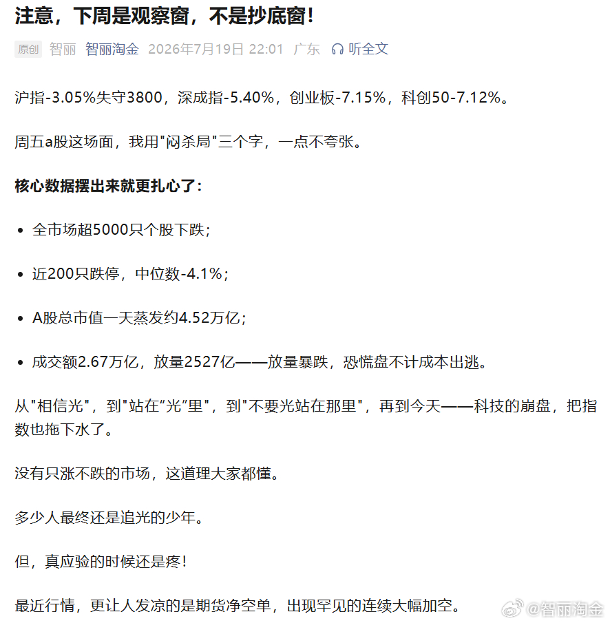 今天的晚间复盘文章，内容很多，已经发在公 众号--智丽淘金，丽粉们注意查看详细策