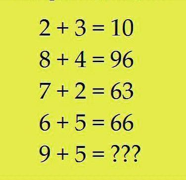 这是一道“简易数学测验” 。这里有一组特别的加法等式：“2 + 3 = 10”“