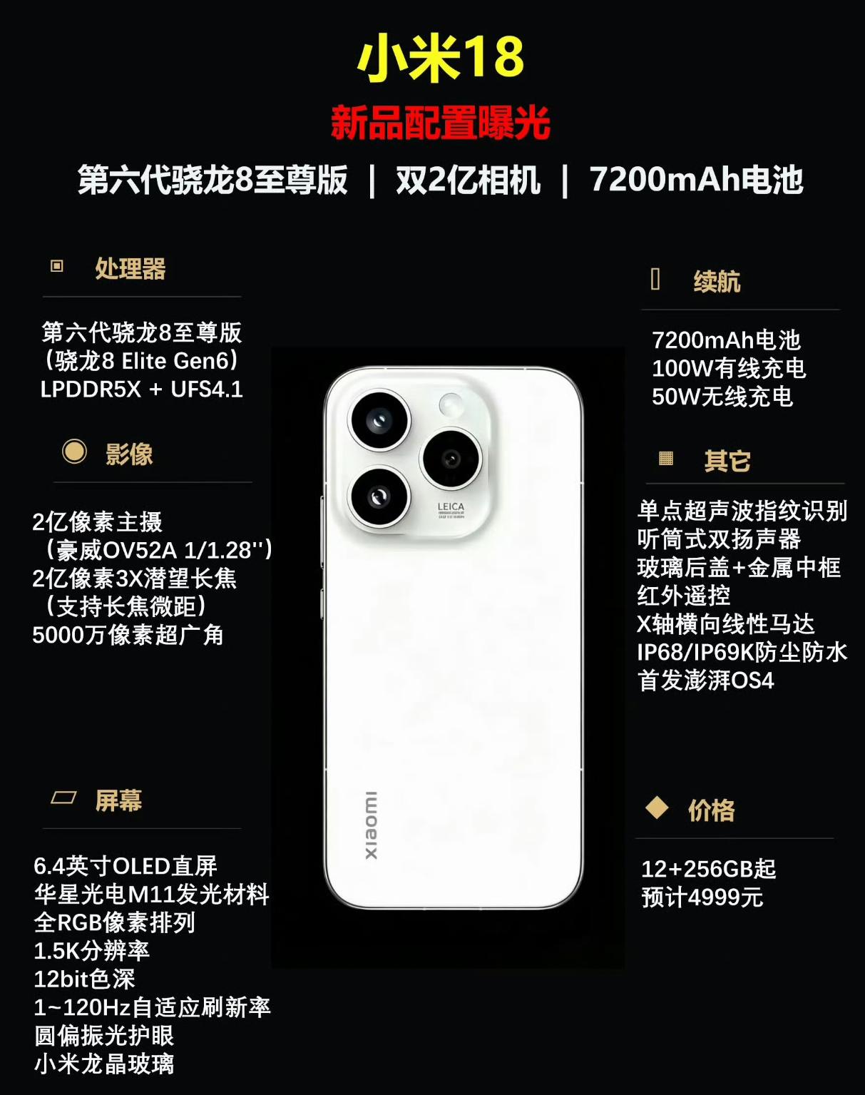 小米 18 标准版的配置刚刚曝光了

📱 核心配置：这款手机将搭载骁龙 8 E