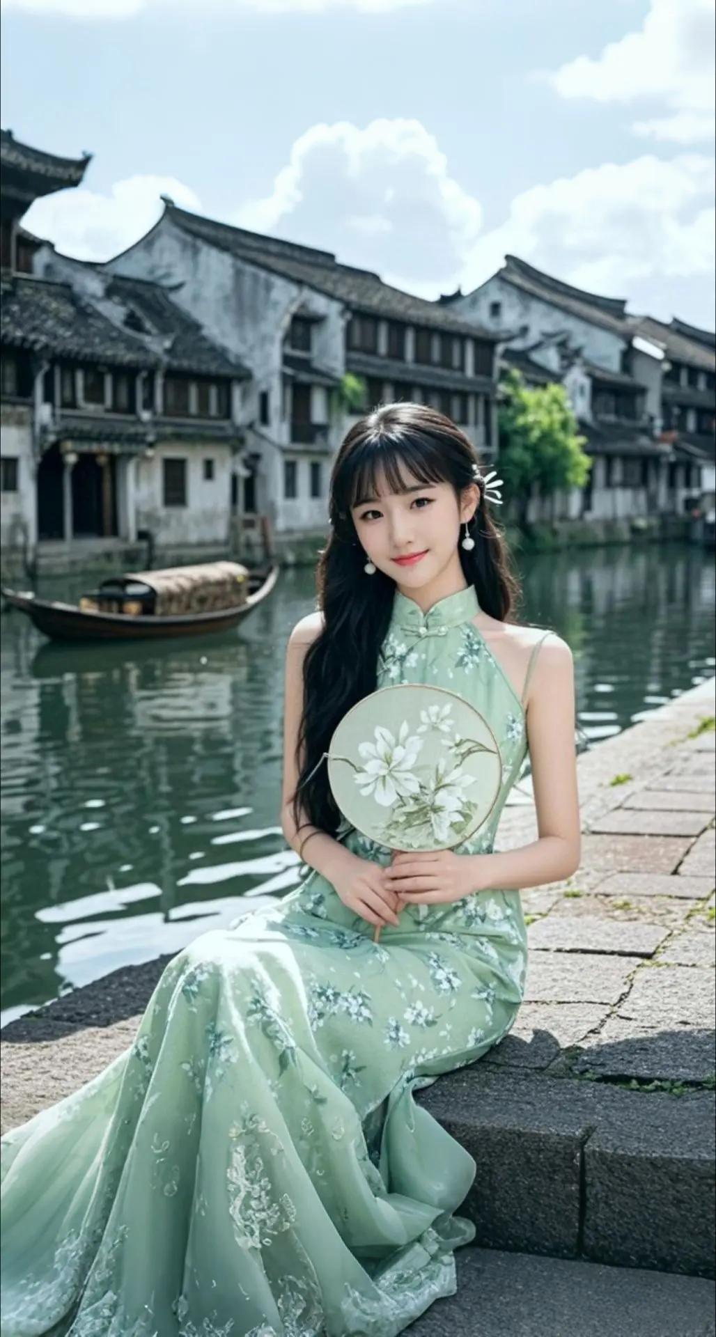AI扩图 AI水乡佳人