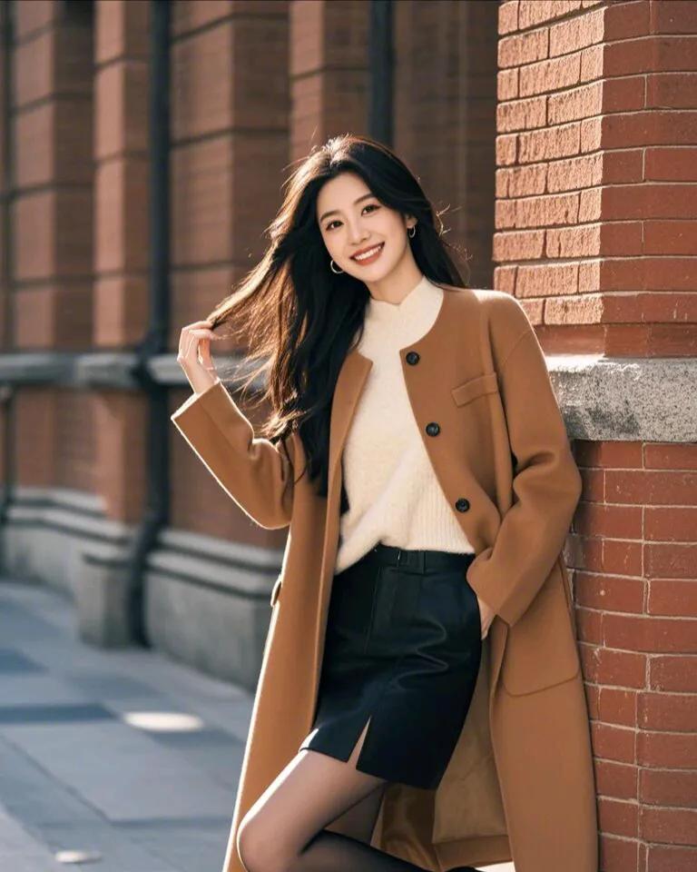 素衣轻舞步#倩影入画屏#穿上外套#简行唯美的美女# 秋装穿搭