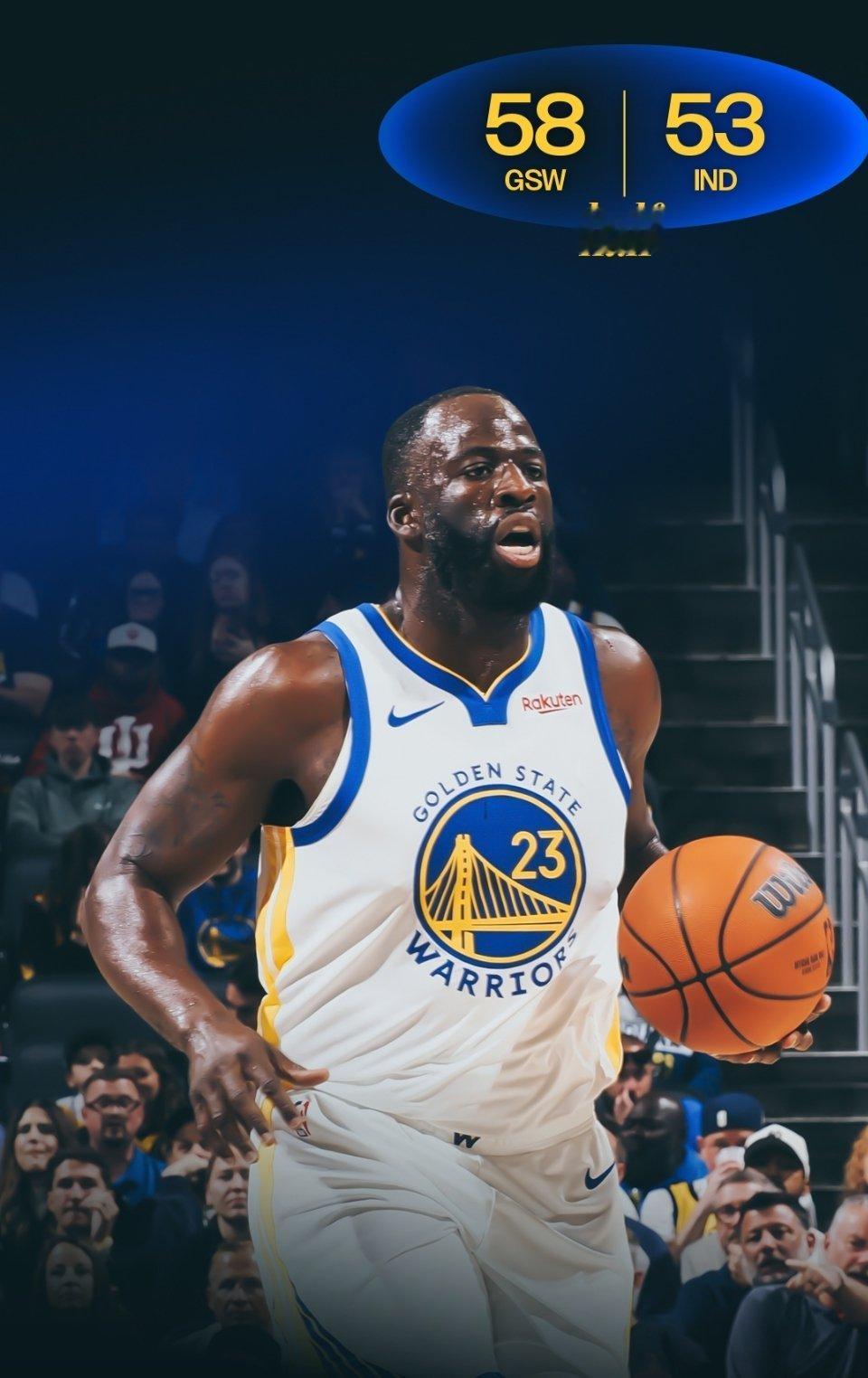 半场结束，勇士58：53领先步行者，虽然领先，但是上半场看起来乱糟糟的，尤其是第