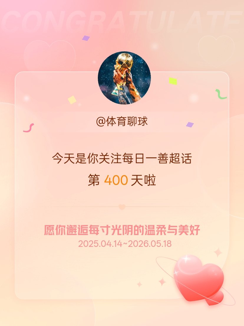 每日一善今天是我关注超话的第400天，希望你的生活如晨曦般明媚温暖～ 