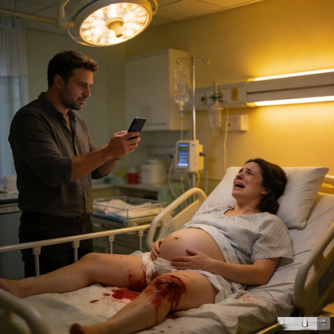 真的没想到，
一个当丈夫的，
能在妻子三级撕裂、大出血的时候，还举着手机拍她。保