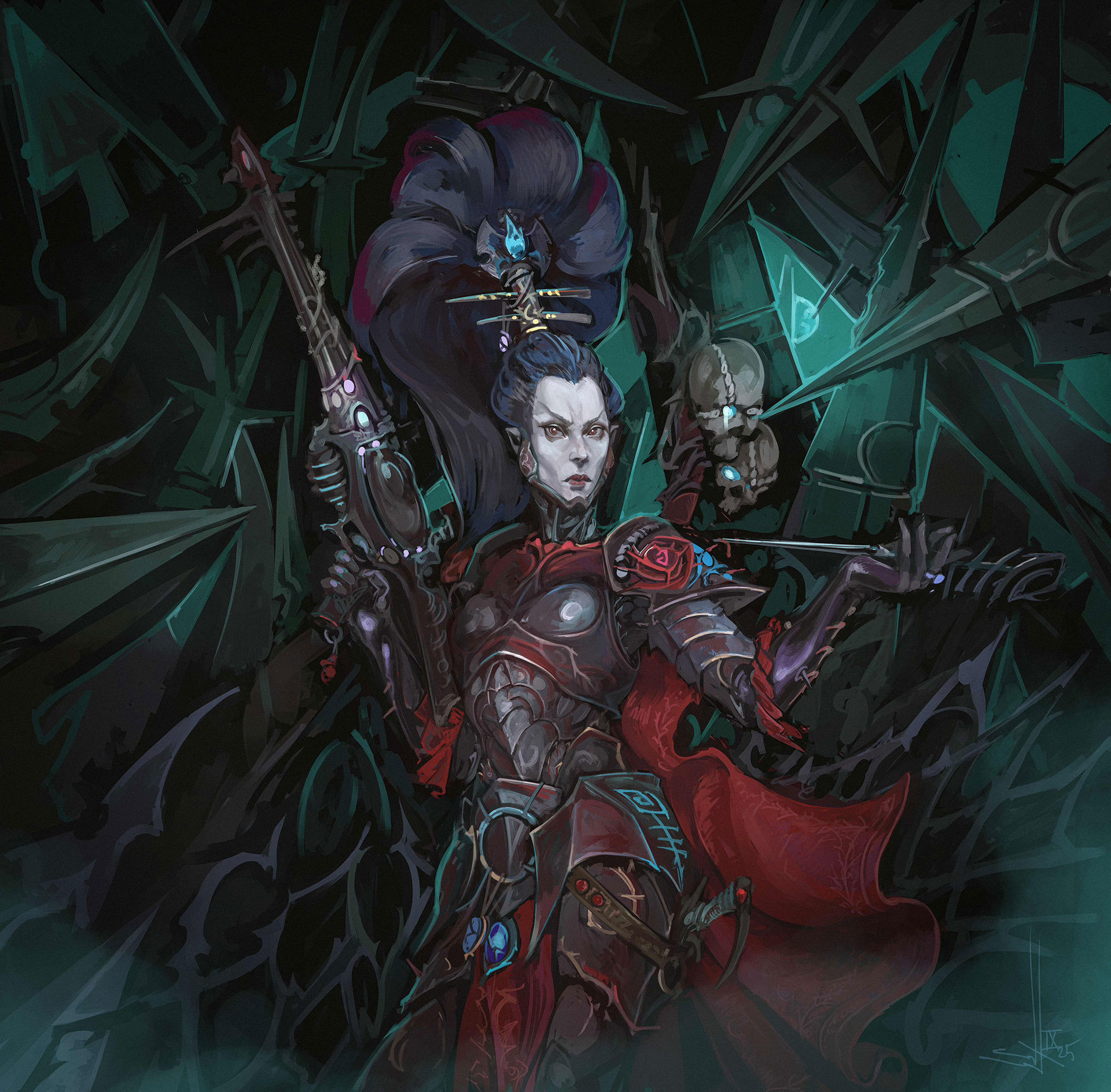 战锤40k Aestra Khromys（黑暗灵族黑曜石玫瑰氏族领主）by Ni