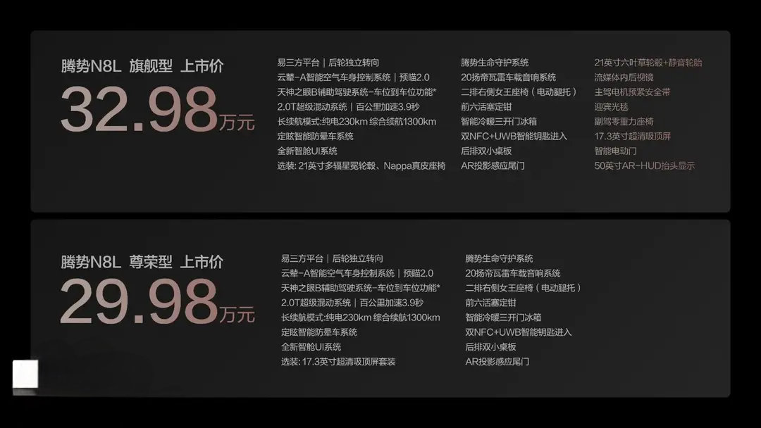 【腾势 N8L 大六座 SUV 上市，230km 插混、易三方、冰箱彩电大沙发】