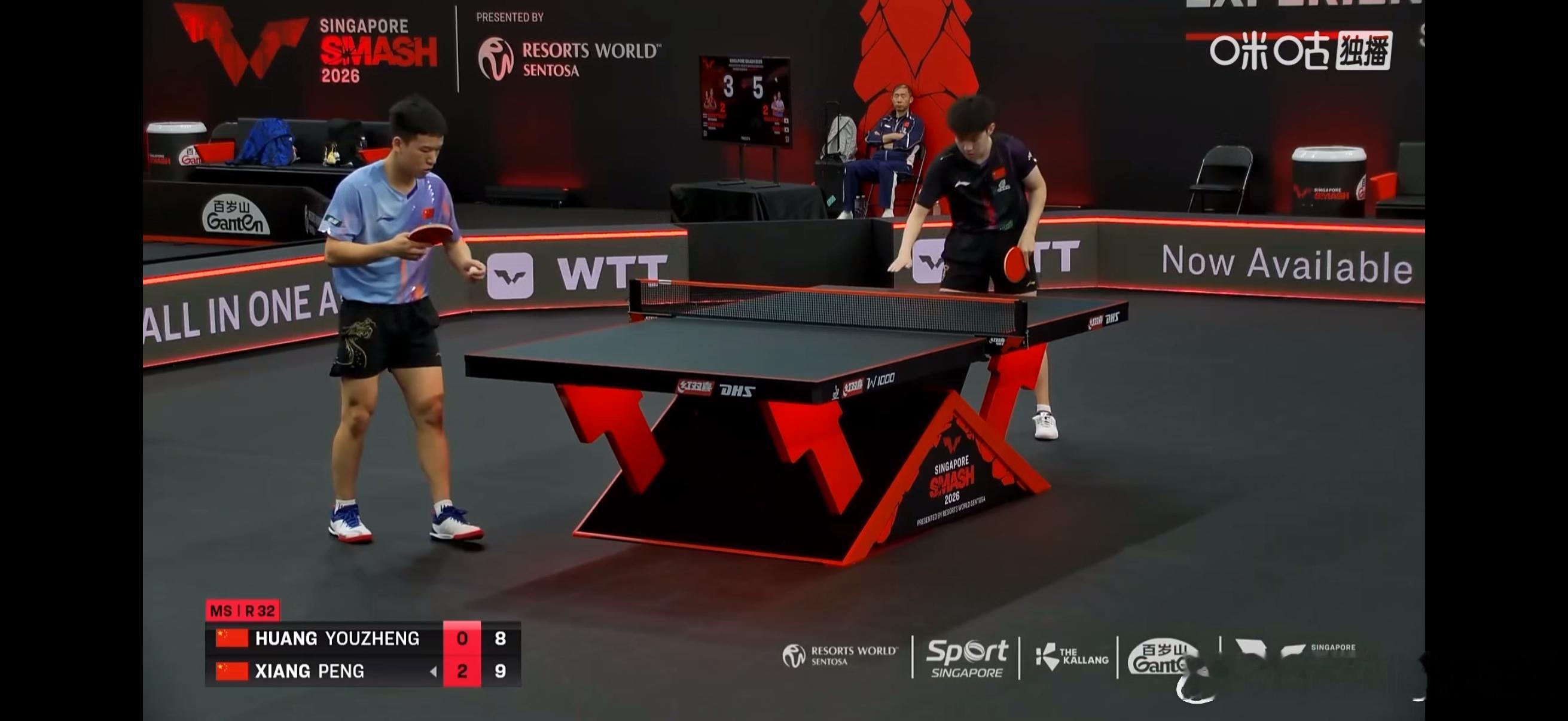 WTT新加坡大满贯2026 男单1/16决赛：🇨🇳向鹏3比0黄友政🇨🇳（
