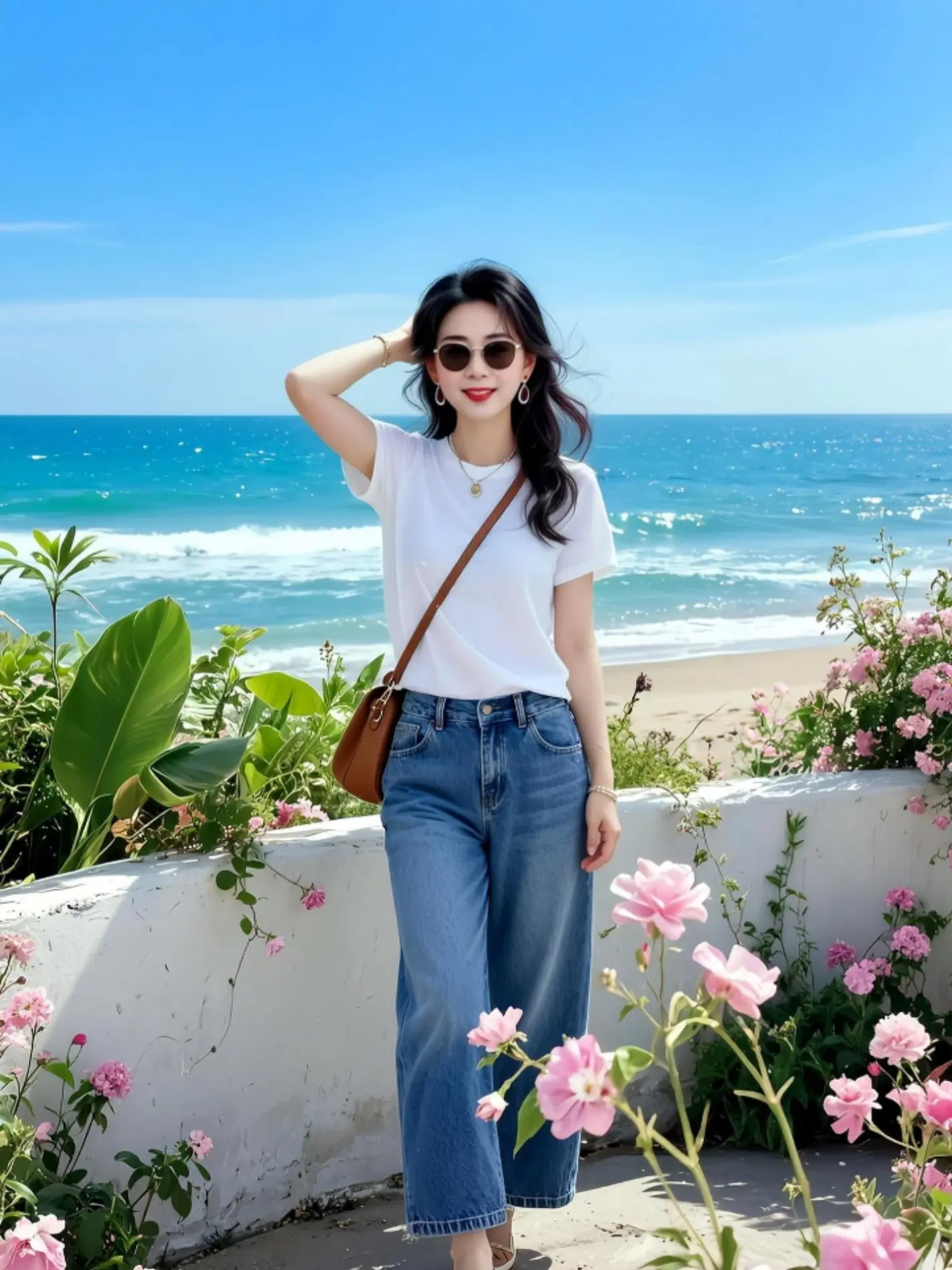 AI海滨清新照 随变ai随便玩