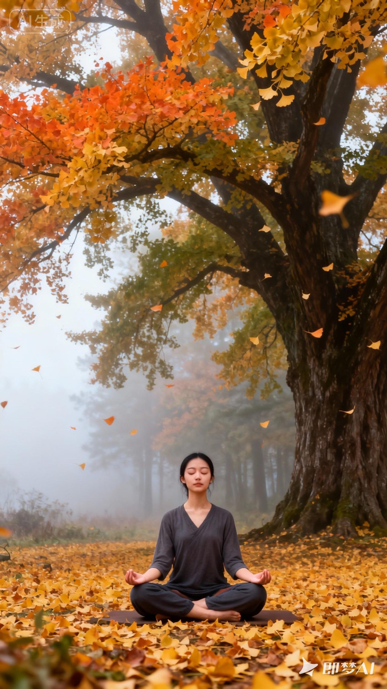 秋日静坐，落叶纷飞，心随自然静