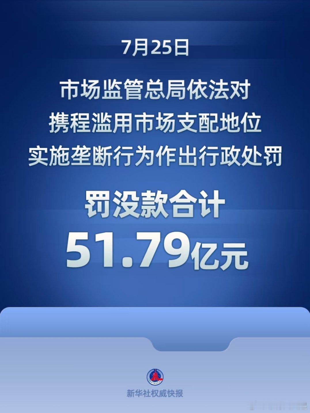 携程被罚51.79亿看着挺多，但其实去年携程集团净利润334亿，也就是携程集团两