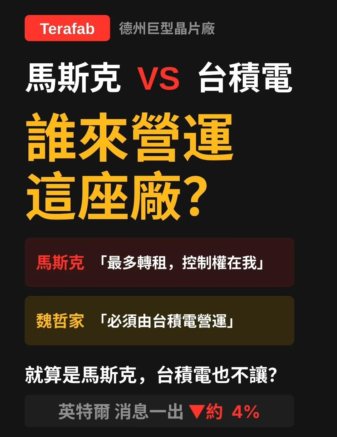 马斯克和台积电，谁说了算？
马斯克和台积电，谁说了算？马斯克要在德州建超级芯片厂