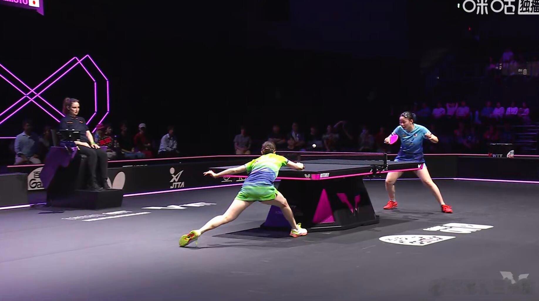 WTT横滨冠军赛🏓第一轮就内战，其实除了中国队的比赛，日本女乒内战也精彩第二局