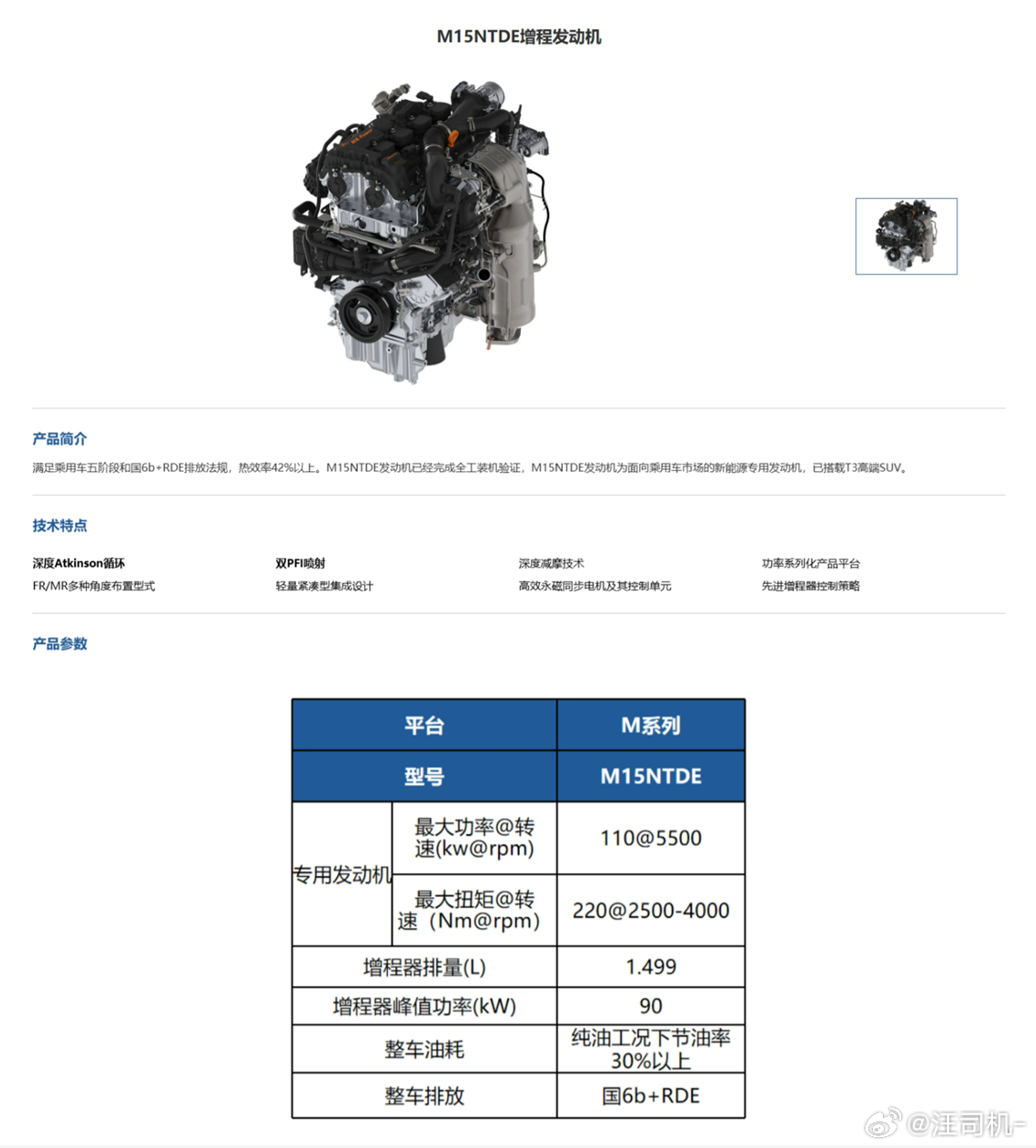 【小米增程车】的机舱专利图把发动机轮廓也画出来了，看起来像图2这个系列的机子。 