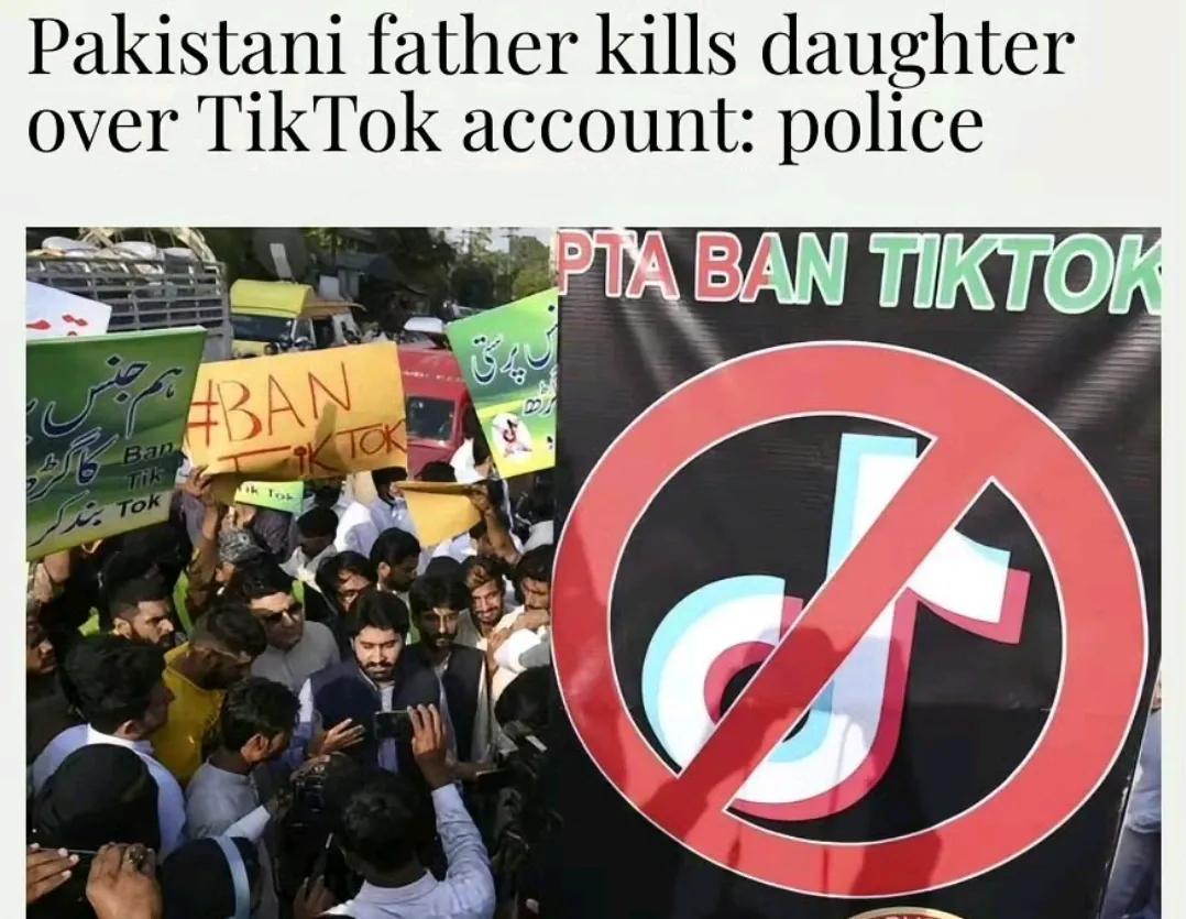 巴基斯坦一名父亲开枪打死自己的女儿，因为女儿拒绝删除她的TikTok账户。
  