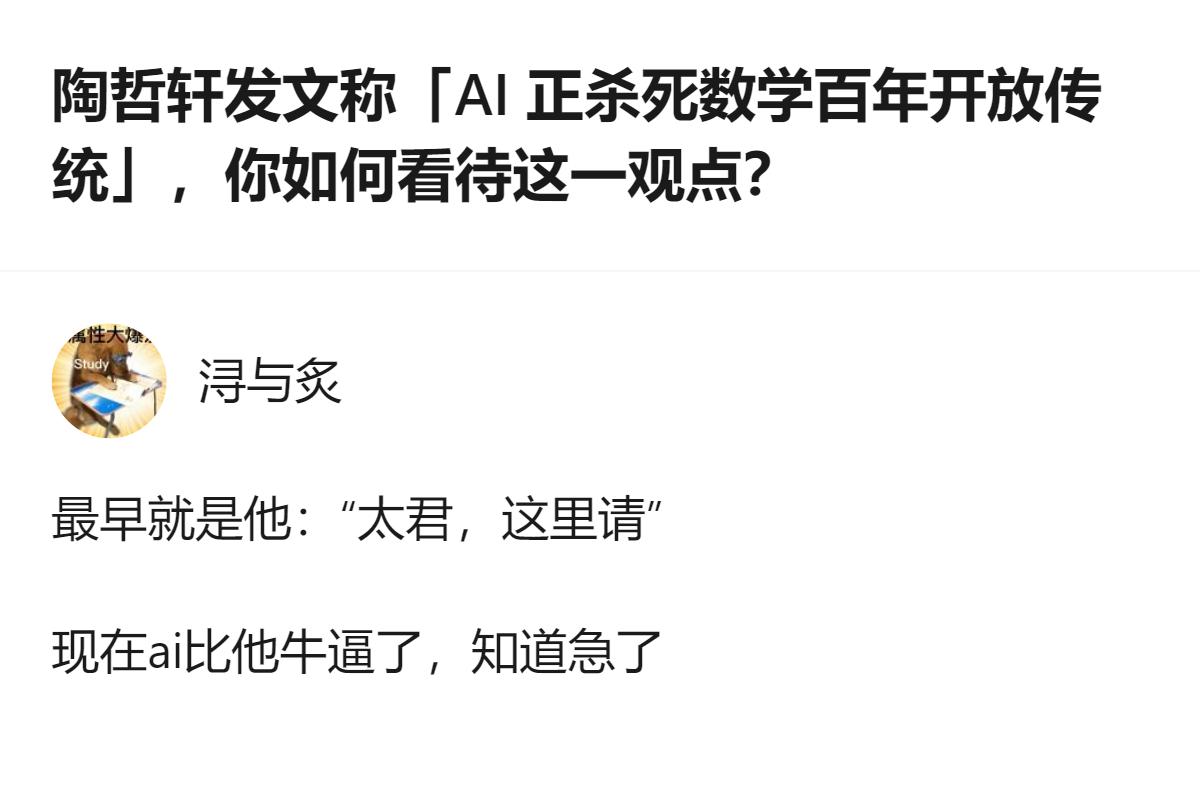 从现有信息看，陶哲轩担忧AI会让数学家不再公开有前景的研究方向，还可能挤掉研究生
