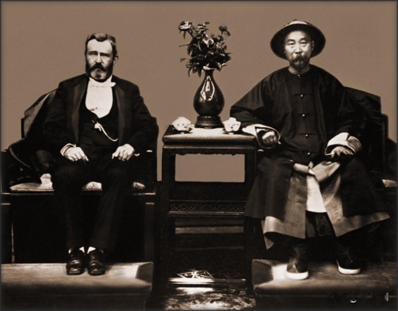 这张历史照片合影的两人分别是美国第18任总统尤利西斯·格兰特（Ulysses S