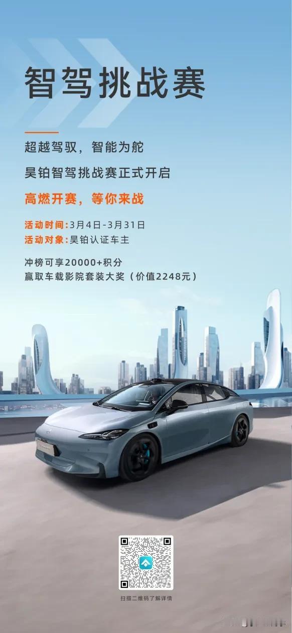 各位昊铂车主们注意啦！昊铂从昨天 3 月 4 日开始开启了「昊铂智驾挑战赛」，截
