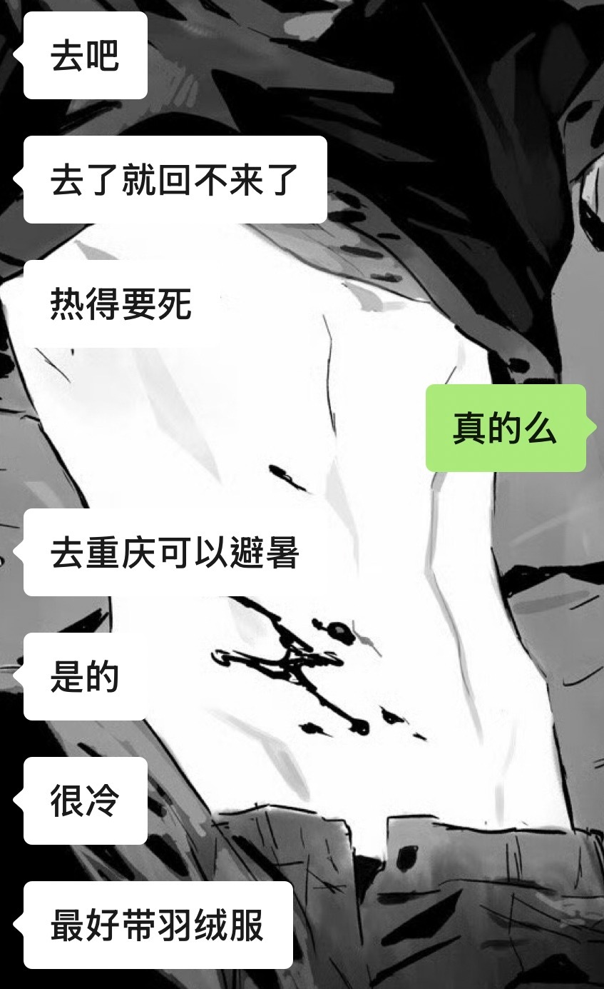 暑假去重庆记得穿羽绒服 纸片犬说的