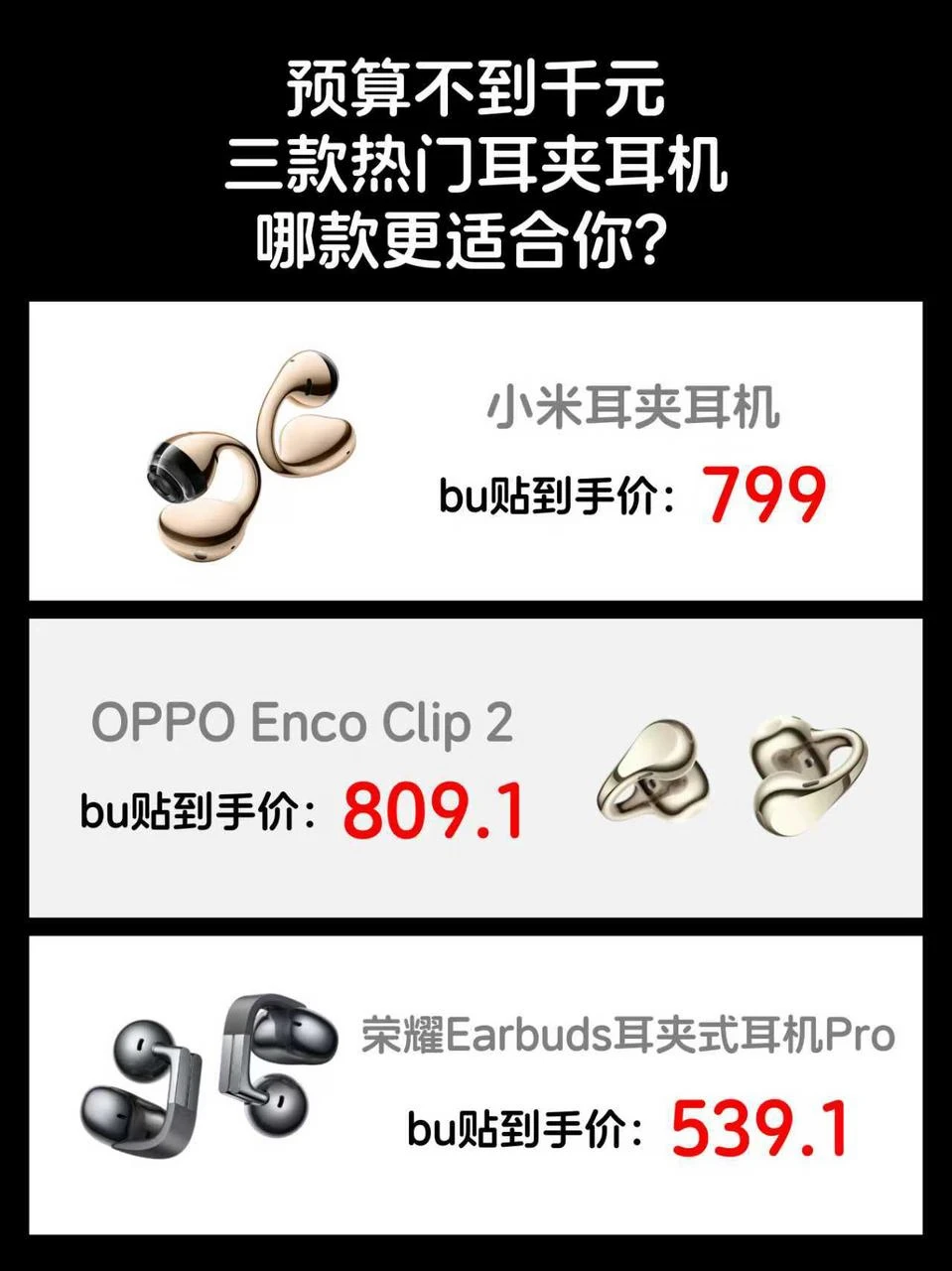 盘点了3款热门耳夹耳机，我瞬间明白了