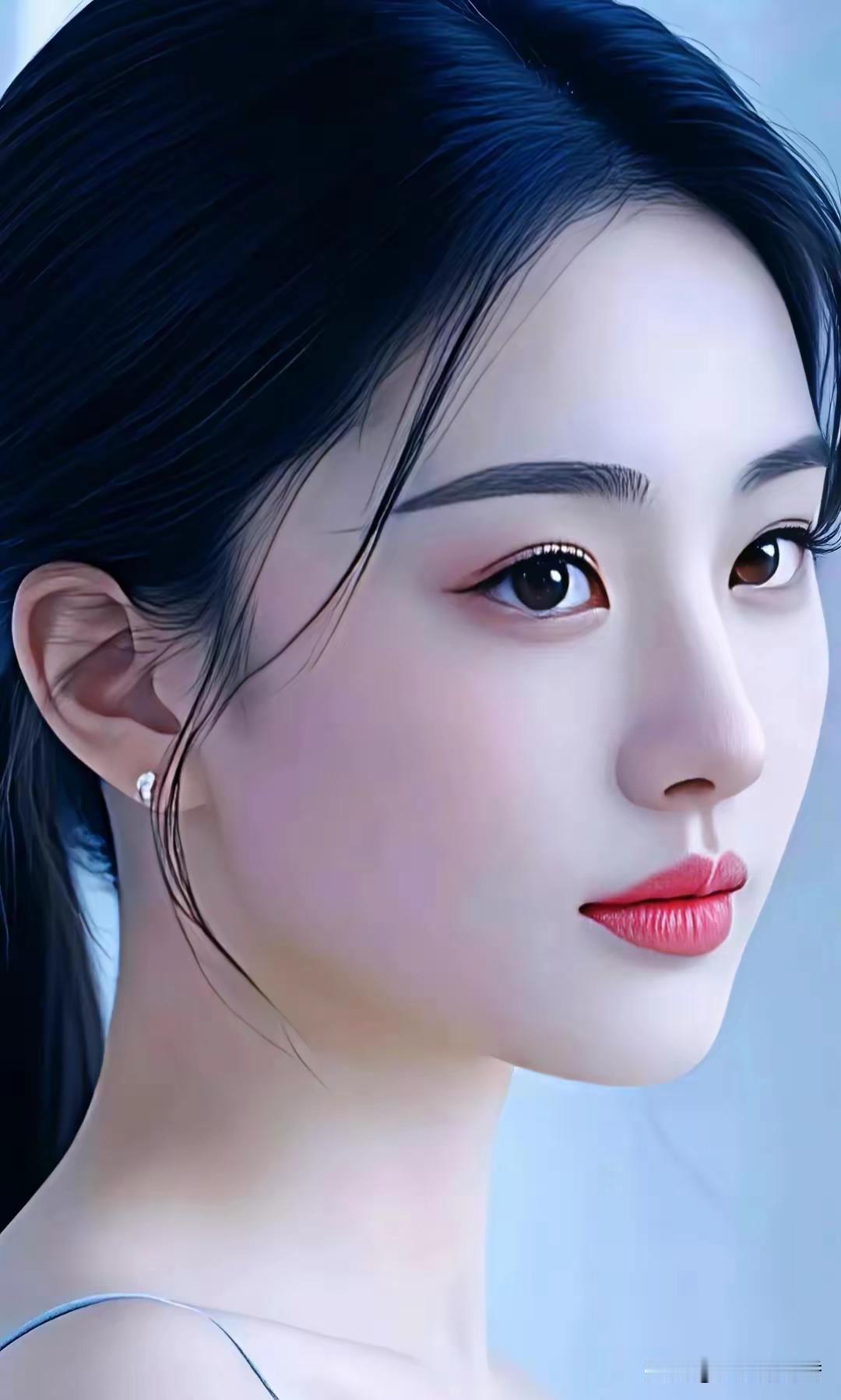 梦幻少女，粉嫩唇妆，温柔动人