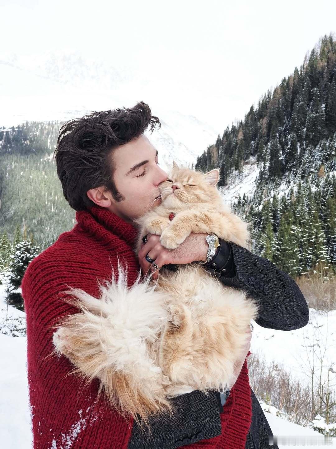 逗比帅哥和爱猫🏔️..cr：peter_mai_ 